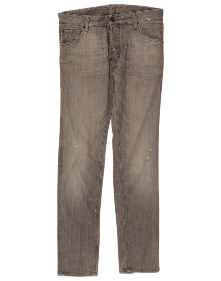 Calça jeans skinny masculina Dsquared2 IT 46 pequena W32 L32 cinza manchada