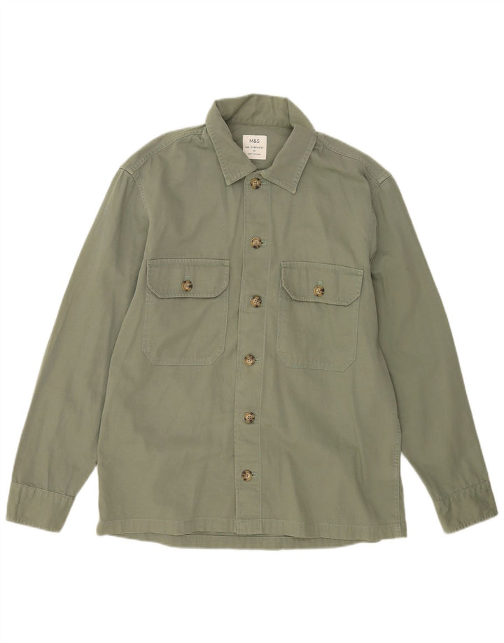 Camiseta masculina Marks & Spencer de algodão verde médio