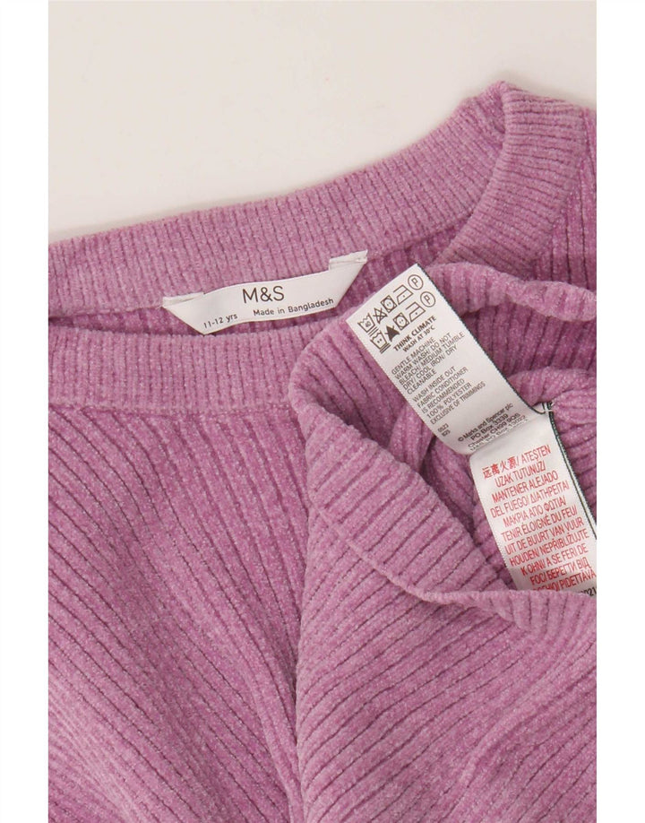 Marks & Spencer Top curto feminino manga comprida 11-12 anos poliéster rosa