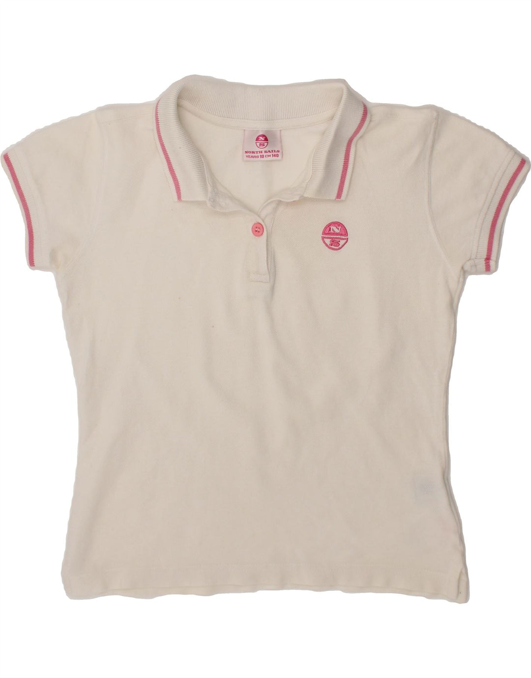NORTH SAILS Girls Polo Shirt 9-10 Years White Cotton Vintage North Sails and Second-Hand North Sails from Messina Hembry 