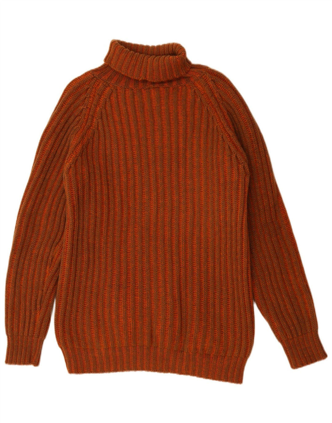 Suéter masculino vintage com gola redonda, lã listrada laranja grande