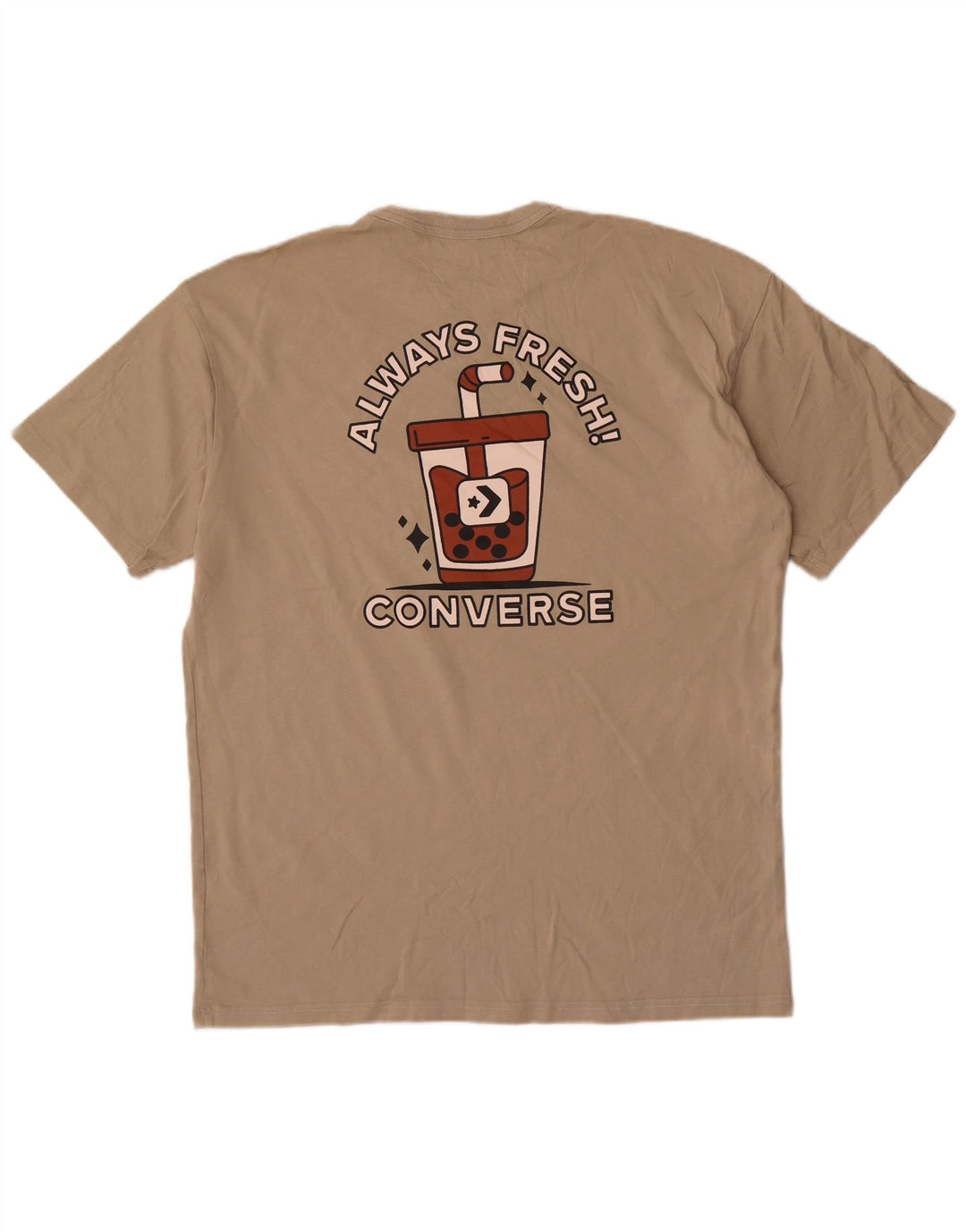 Converse Mens Graphic Camiseta Top Grande Algodão Bege