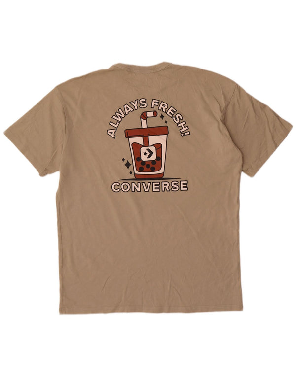 Converse Mens Graphic Camiseta Top Grande Algodão Bege