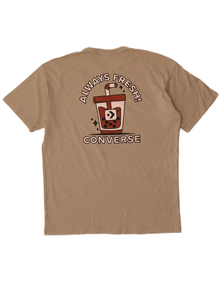 Converse Mens Graphic Camiseta Top Grande Algodão Bege