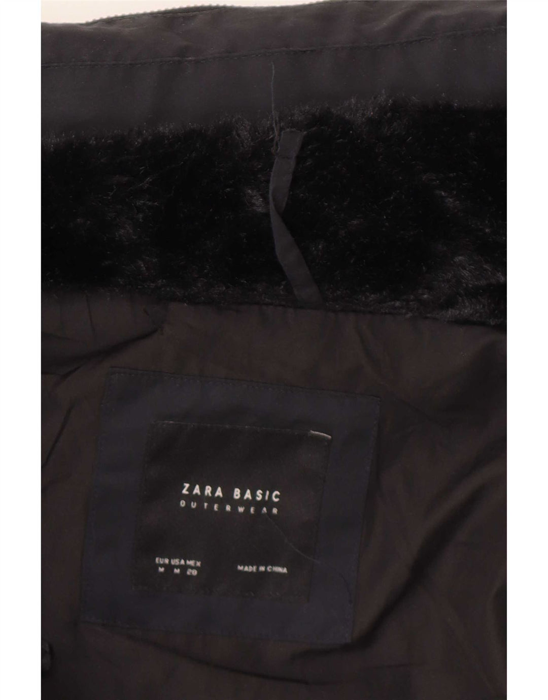 Jaqueta acolchoada feminina Zara UK 12 poliéster azul marinho médio