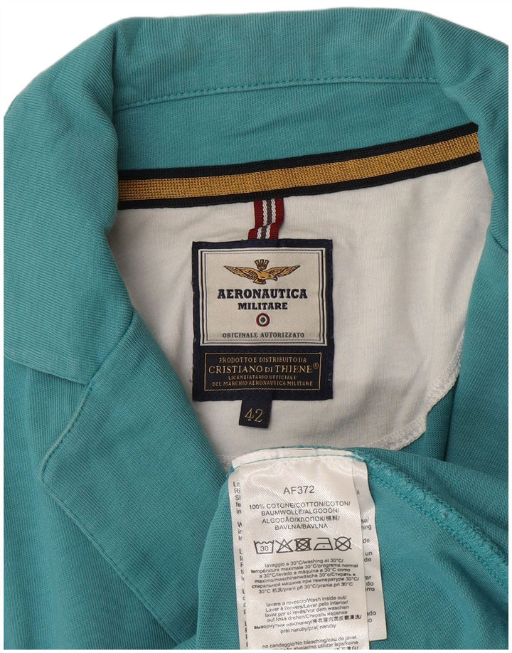 Jaqueta blazer feminina de 2 botões da Aeronautica Militare IT 42 algodão azul médio