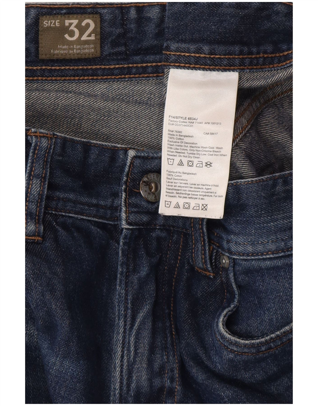 Calça jeans reta masculina TIMBERLAND W32 L29 algodão azul