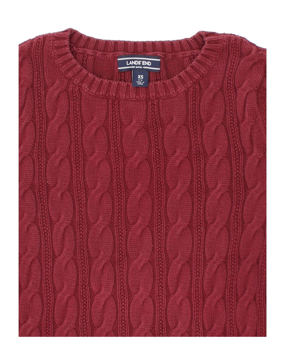 LANDS END Womens Boat Neck Jumper Sweater US 2/4 XS Maroon Cotton Vintage Lands End and Second-Hand Lands End from Messina Hembry 