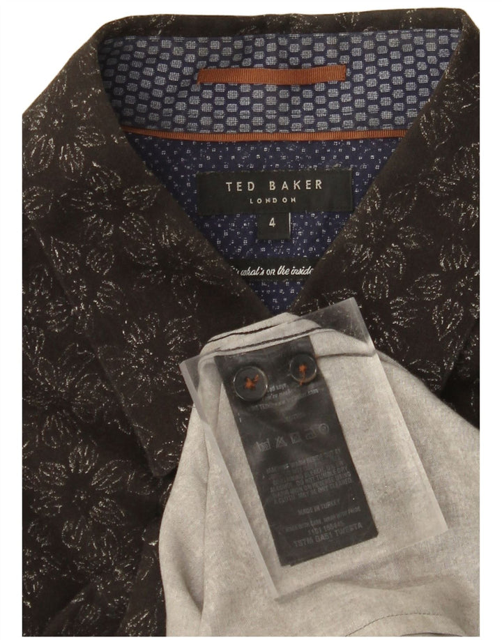 Camisa masculina TED BAKER tamanho 4 grande algodão floral preto