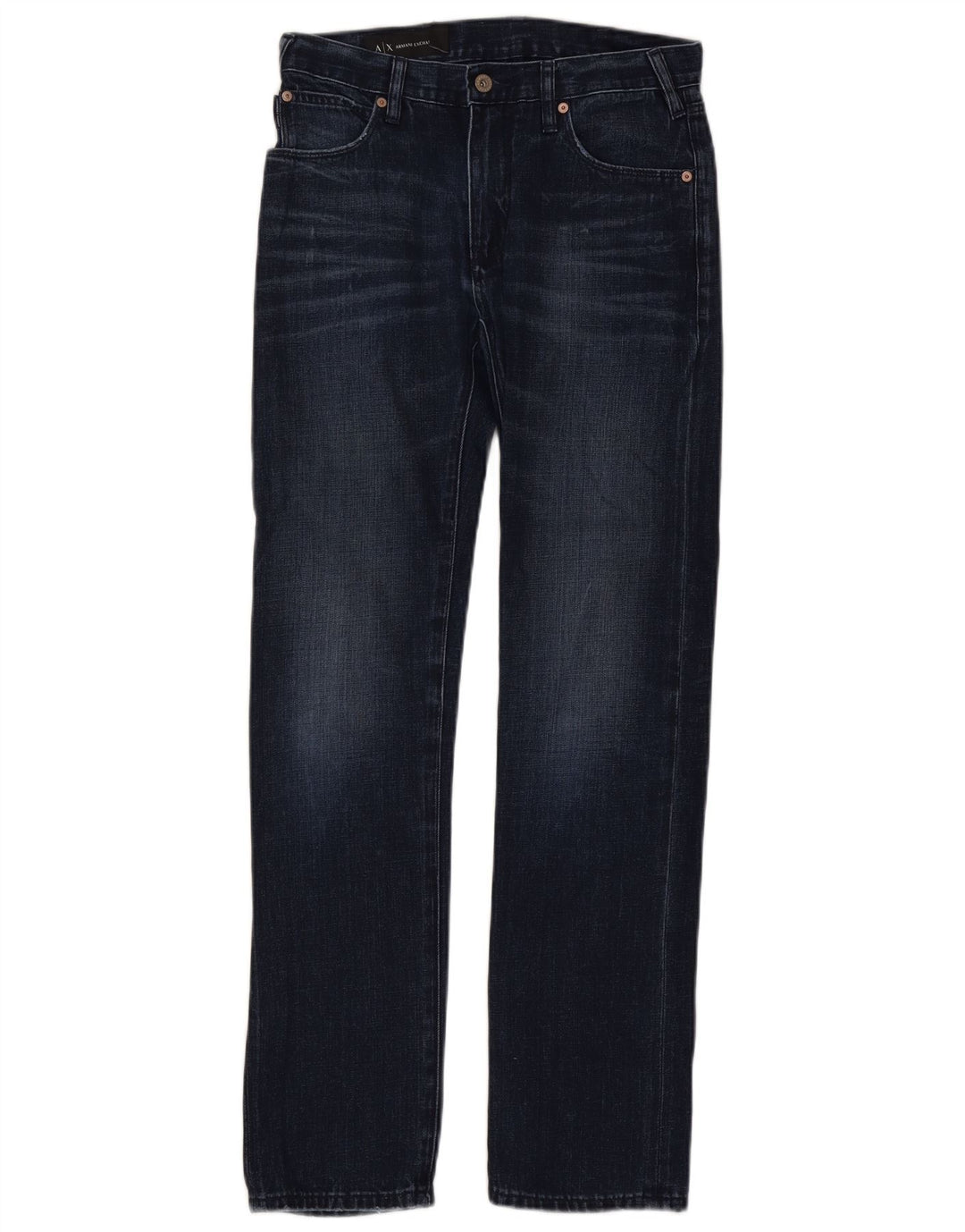 Calça jeans reta feminina Armani Exchange W28 L32 algodão azul marinho