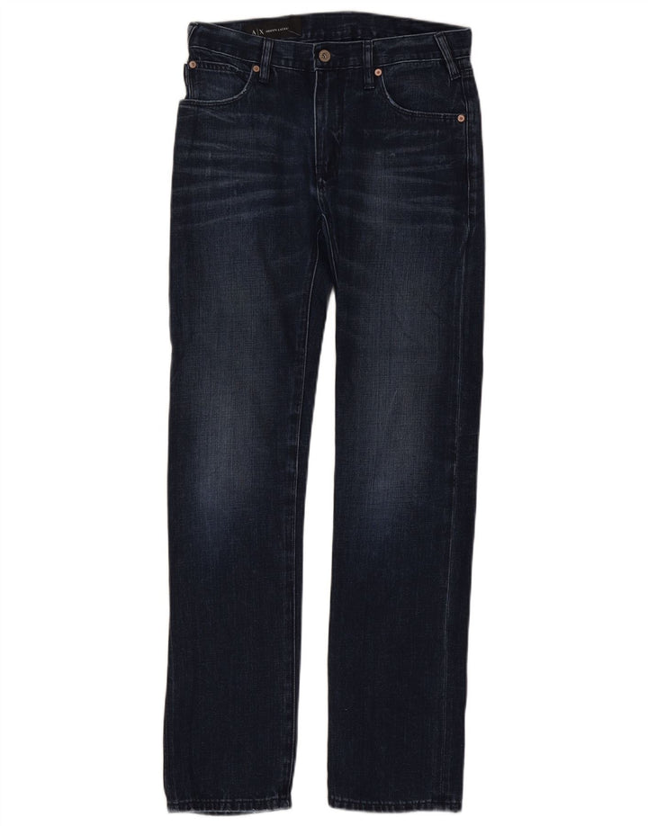 Calça jeans reta feminina Armani Exchange W28 L32 algodão azul marinho