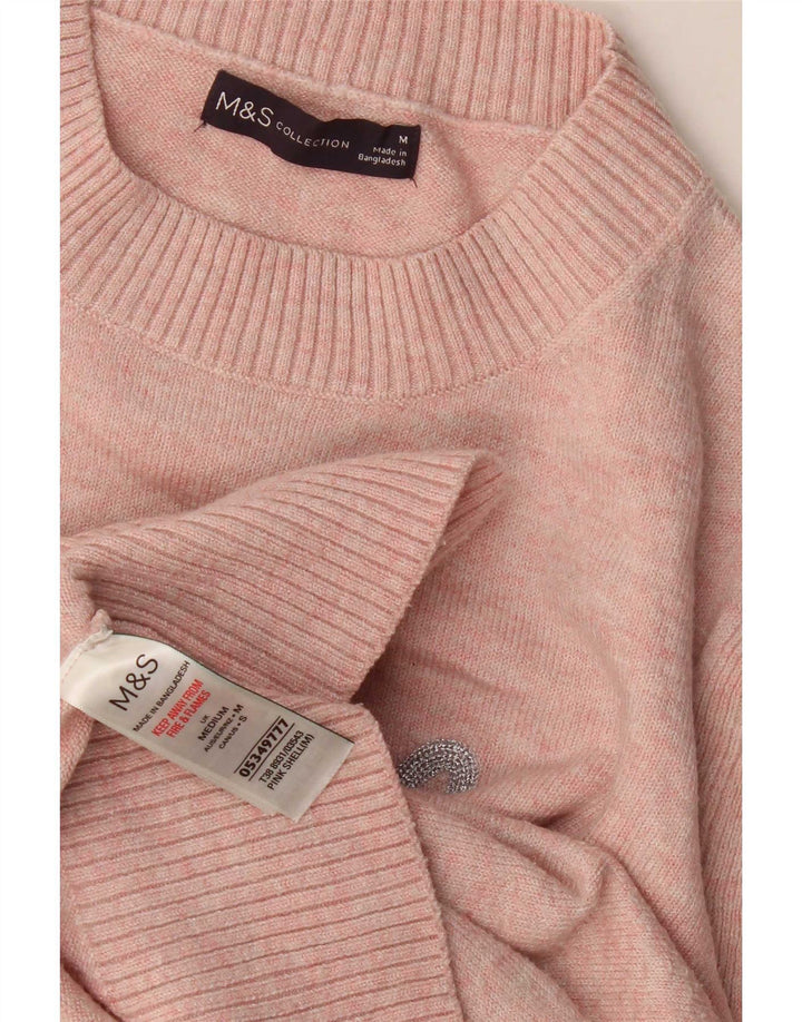 Suéter feminino Marks & Spencer com gola redonda e gola redonda Reino Unido 14 médio rosa