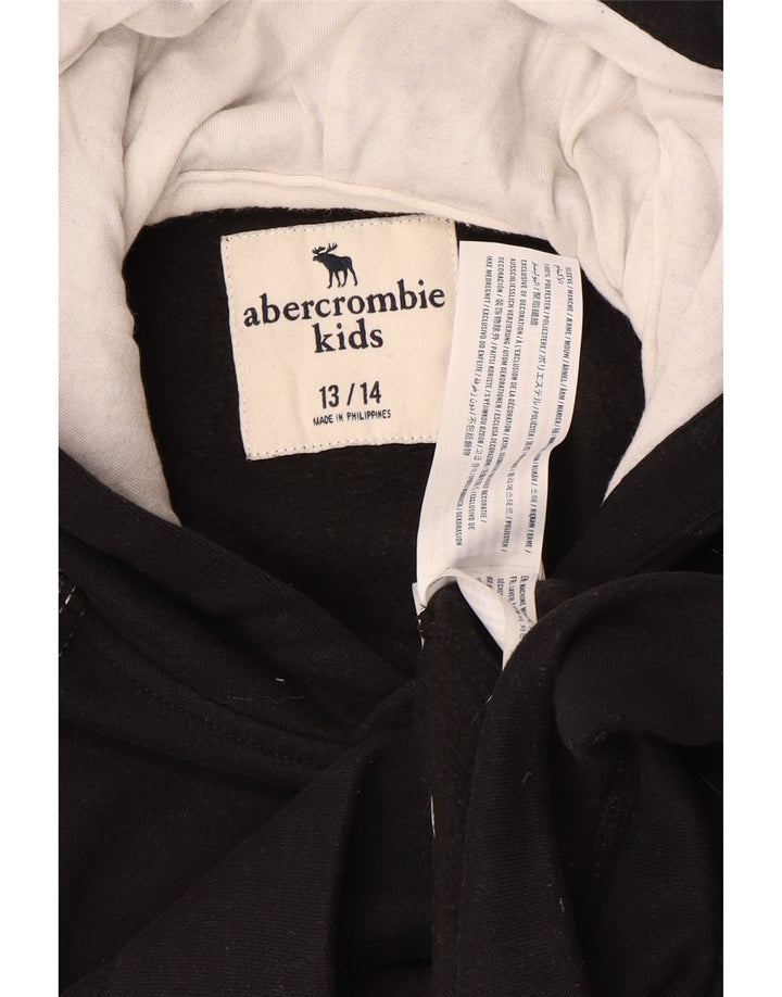 ABERCROMBIE & FITCH Suéter com capuz para meninos 13-14 anos poliéster preto manchado