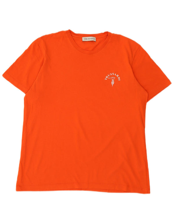 Trussardi Mens Graphic T-Shirt Top XL Orange Cotton
