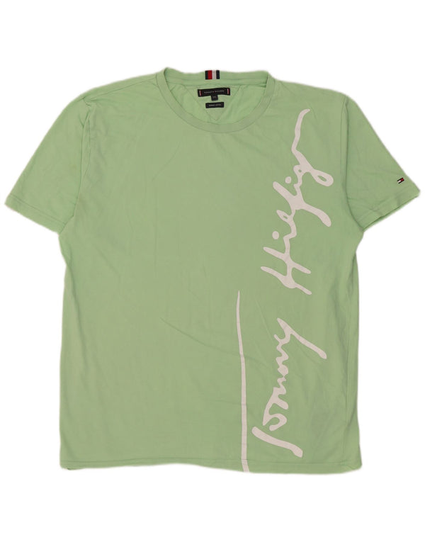 Camiseta gráfica masculina Tommy Hilfiger Top 2XL algodão verde