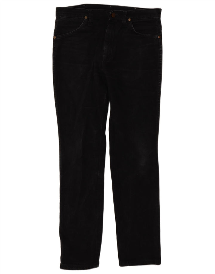 Wrangler Mens Straight Jeans W29 L30 Algodão Preto