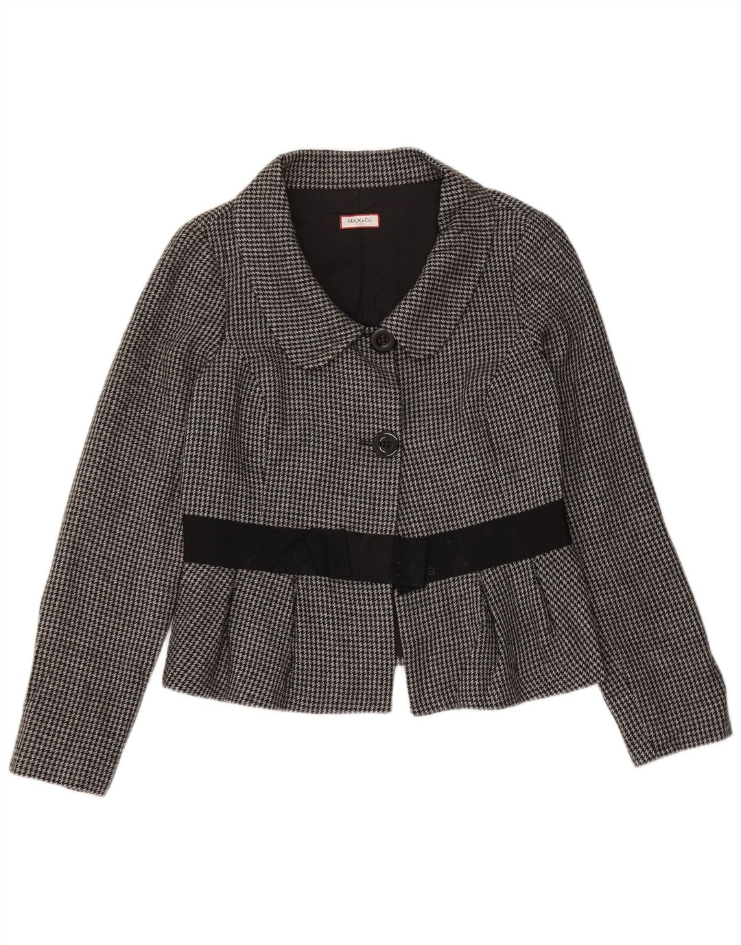 Jaqueta blazer feminina com 2 botões e corte Max & Co. UK 14 cinza médio Houndstooth