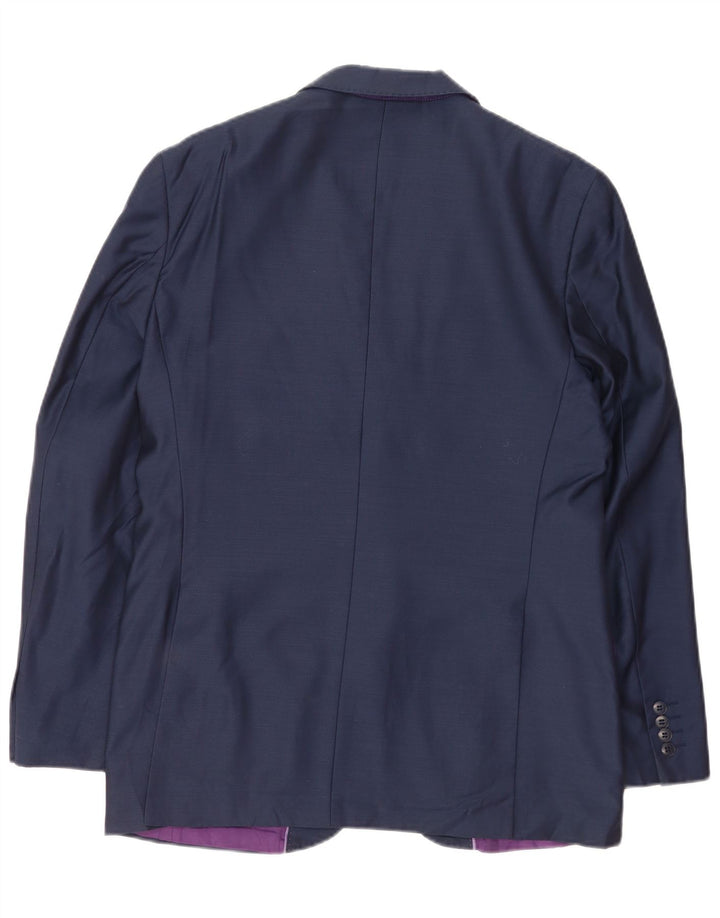 Jaqueta blazer masculina de 2 botões Marks & Spencer Reino Unido 40 grande lã azul marinho
