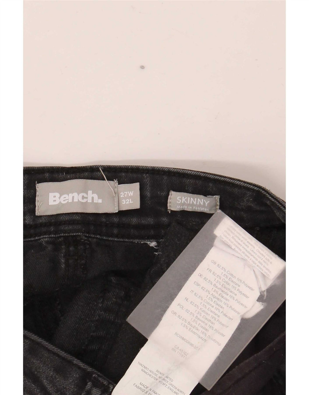 Jeans skinny feminino de banco W27 L32 algodão preto
