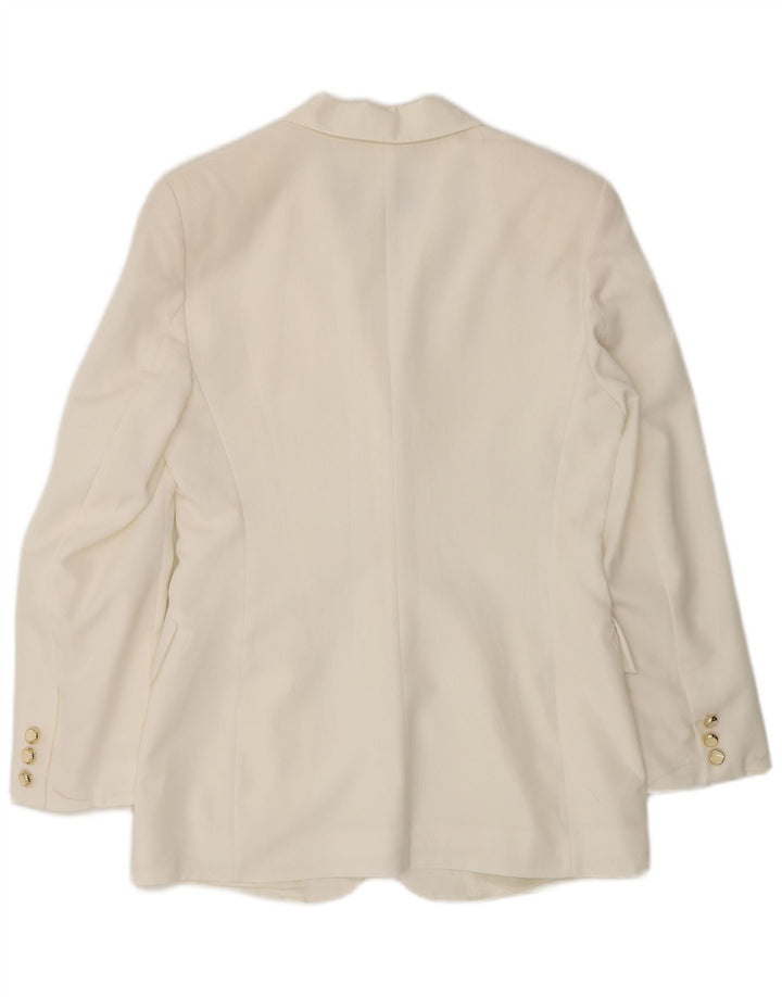 Jaqueta blazer feminina com 3 botões Wit Boy UK 10 pequena poliéster branco