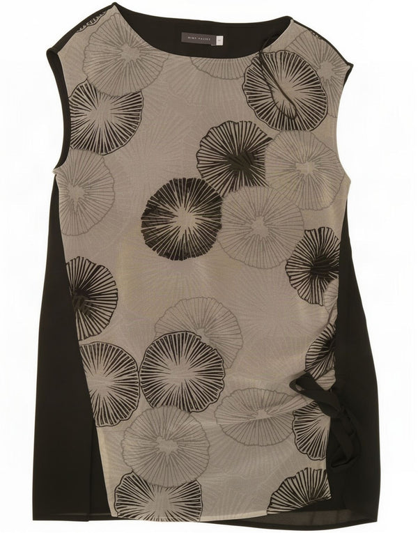 Vestido feminino MINT VELVET sem mangas UK 10 pequeno floral preto