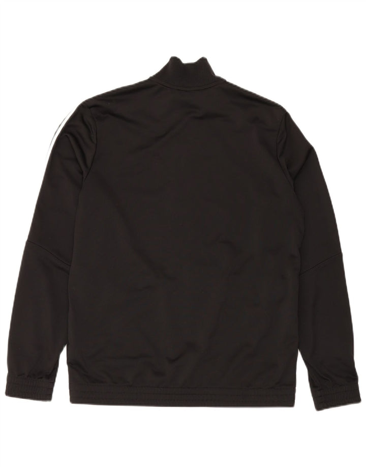 ADIDAS Boys Tracksuit Top Jacket 13-14 Years Black Polyester
