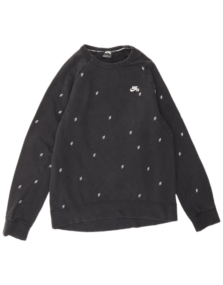 NIKE Mens Graphic Moletom Jumper Médio Algodão Preto