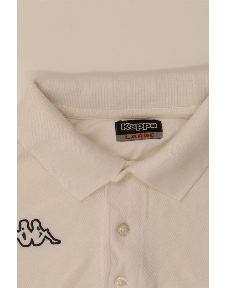 KAPPA Mens Polo Shirt Large White Cotton Vintage Kappa and Second-Hand Kappa from Messina Hembry 