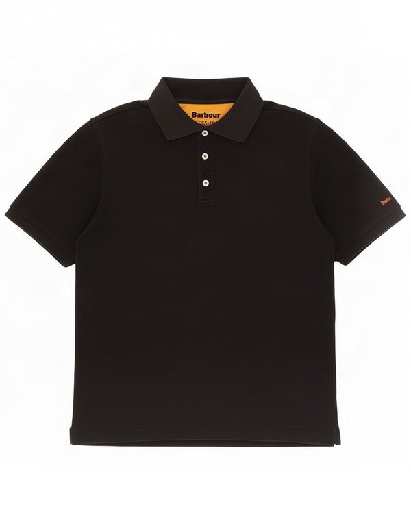 Camisa polo masculina Barbour de algodão preto médio