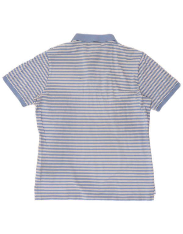 Camisa polo masculina Calvin Klein de manga curta com ajuste regular listrado azul médio