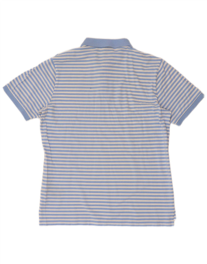 Camisa polo masculina Calvin Klein de manga curta com ajuste regular listrado azul médio