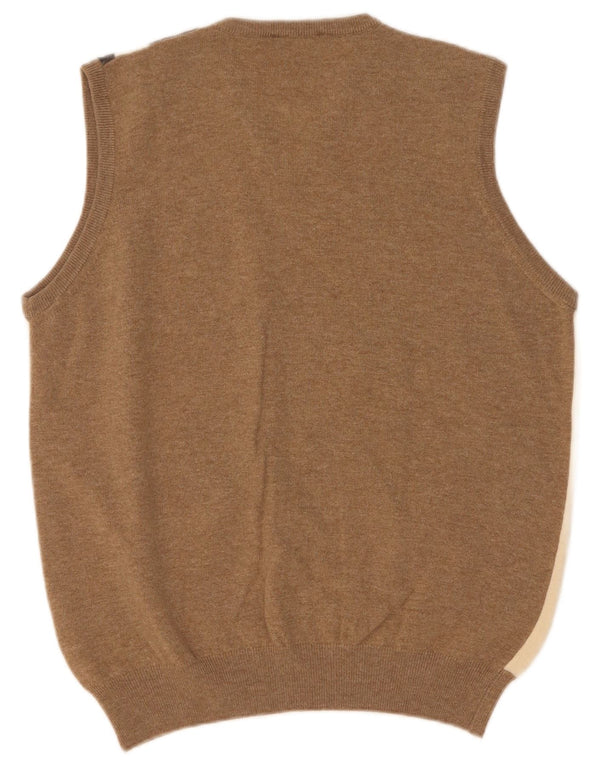 Brooksfield Mens Vest Tank Top IT 52 Grande Bege Argyle/Diamante Merino Lã