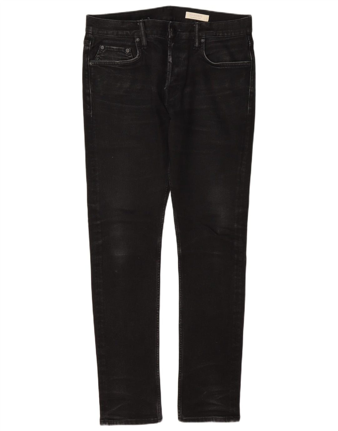All Saints Mens Cigarette Slim Jeans W32 L32 Algodão Cinza