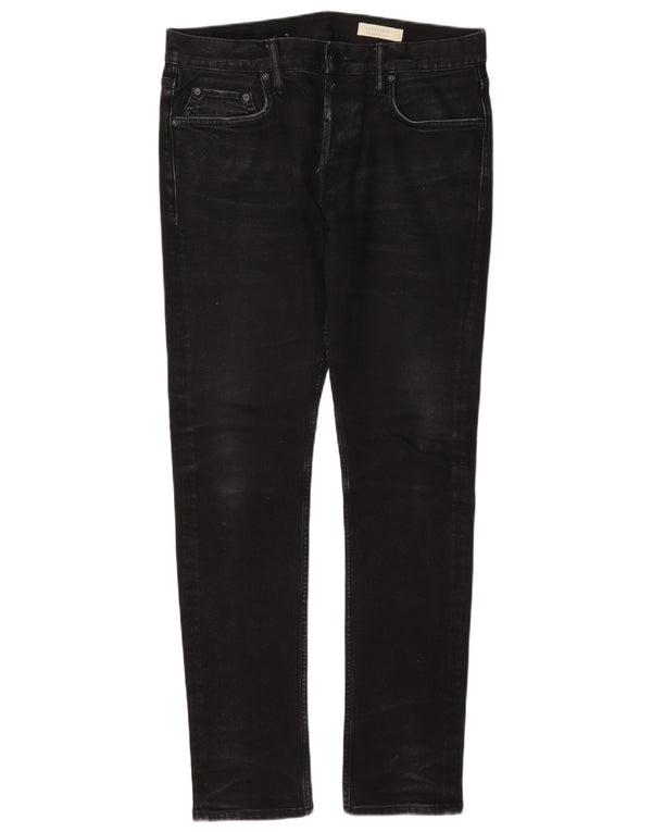 All Saints Mens Cigarette Slim Jeans W32 L32 Algodão Cinza