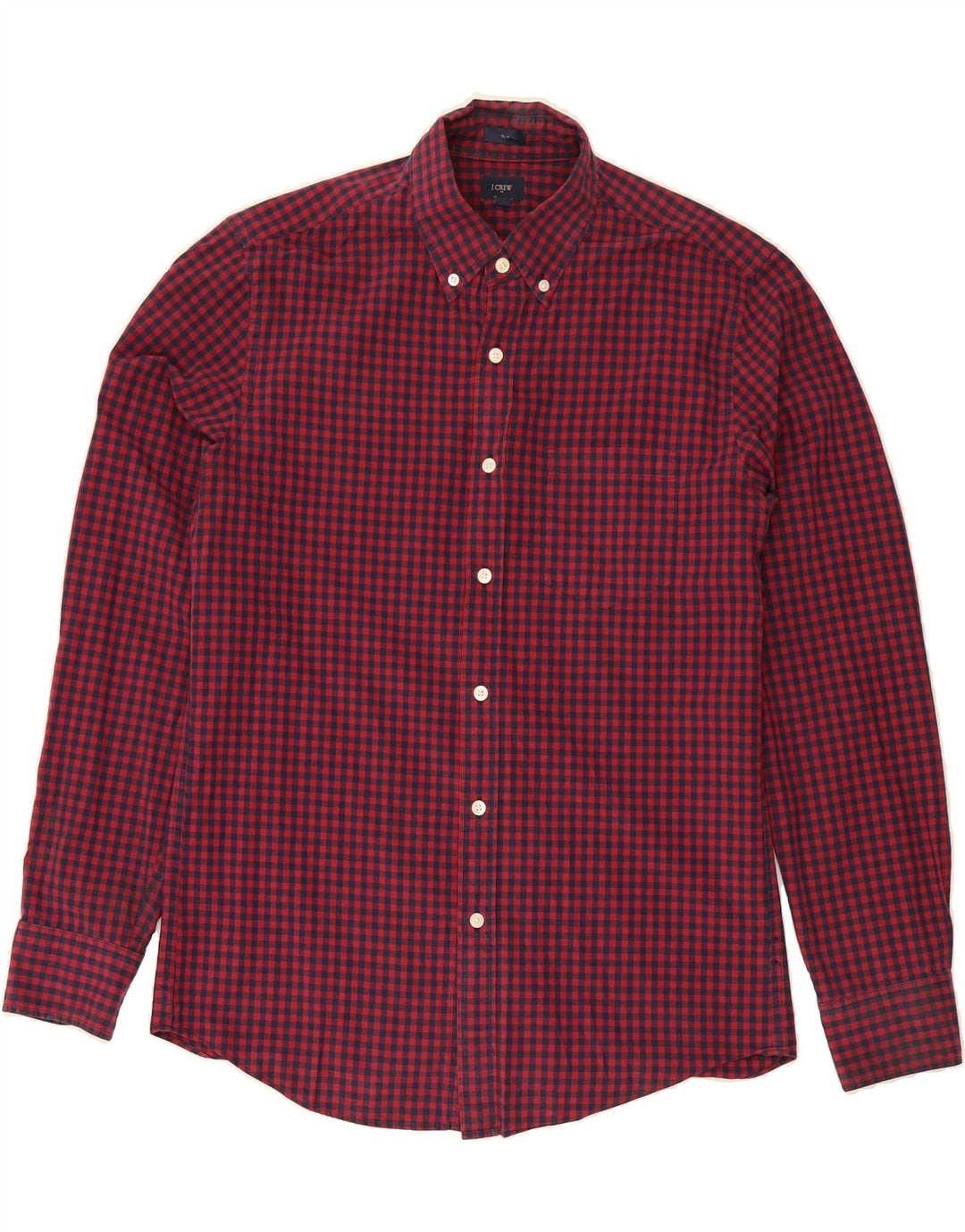 J. CREW Mens Slim Shirt Medium Burgundy Check Vintage J. Crew and Second-Hand J. Crew from Messina Hembry 