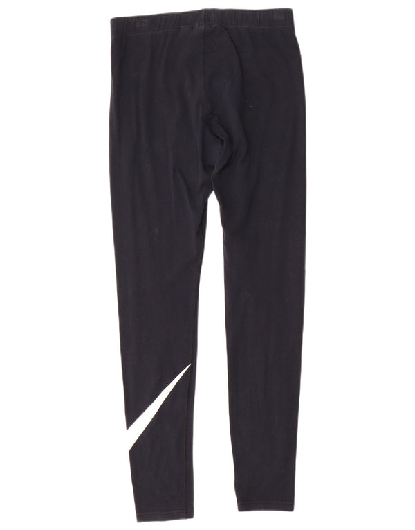 Nike Womens Graphic Leggings UK 14 Medium Black Cotton