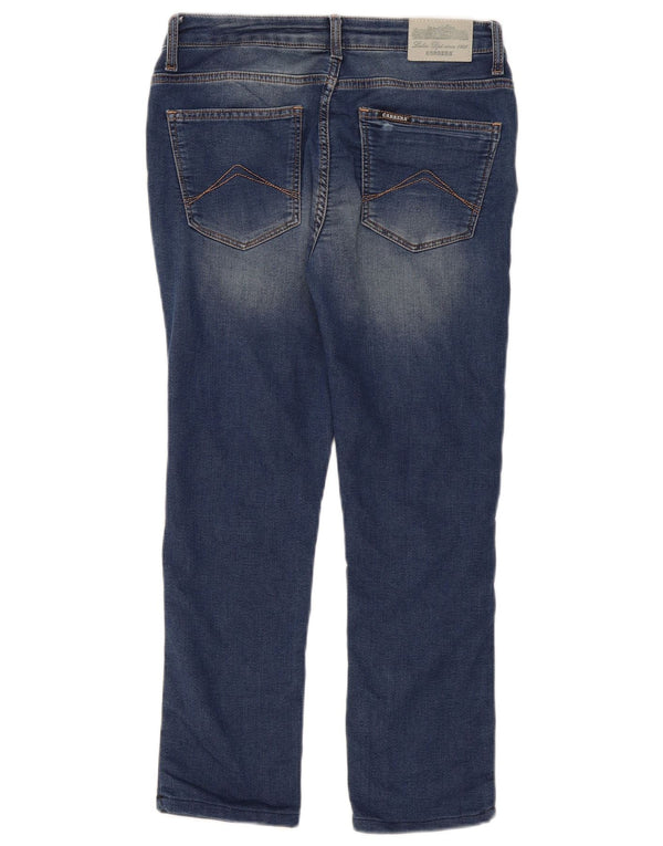 Carrera Calça Jeans Feminina Crop Slim W30 L25 Azul Marinho Algodão