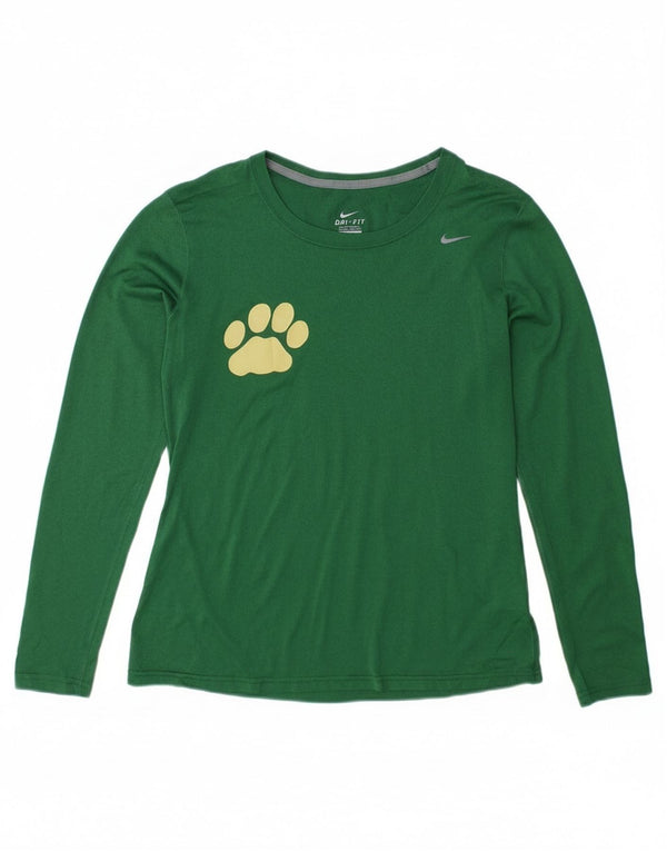 Nike Womens Dri Fit Top Manga Longa UK 14 Poliéster Verde Médio