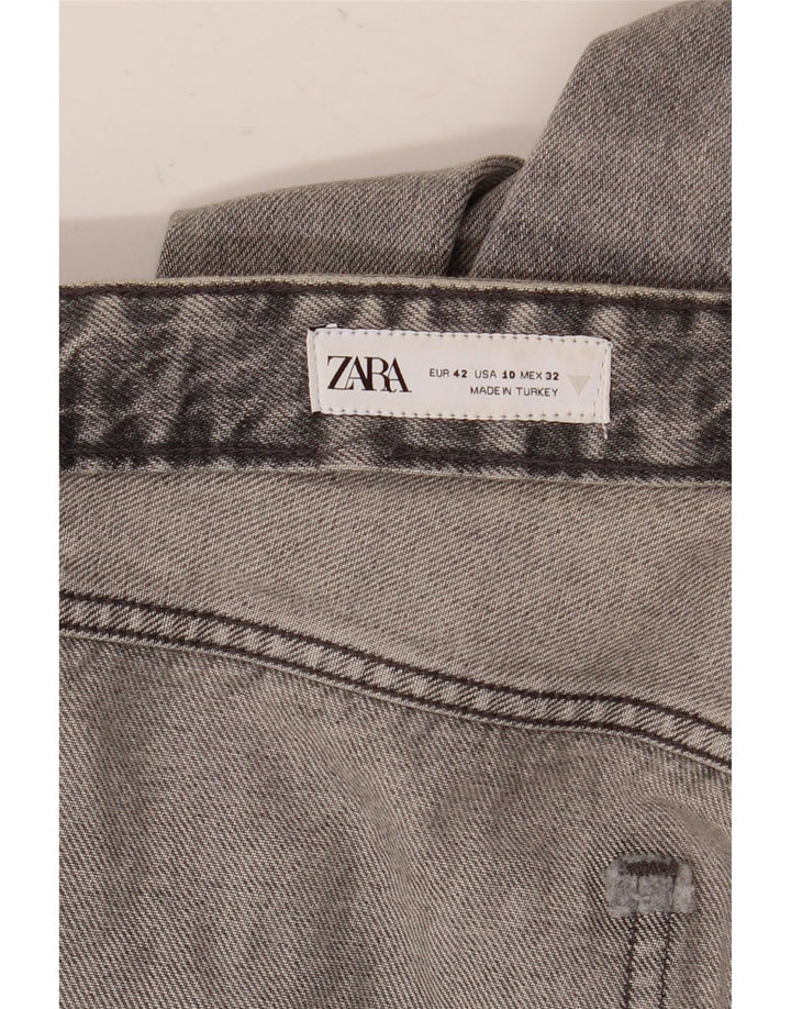 Calça jeans feminina Zara com perna larga EU 42 grande W32 L36 cinza