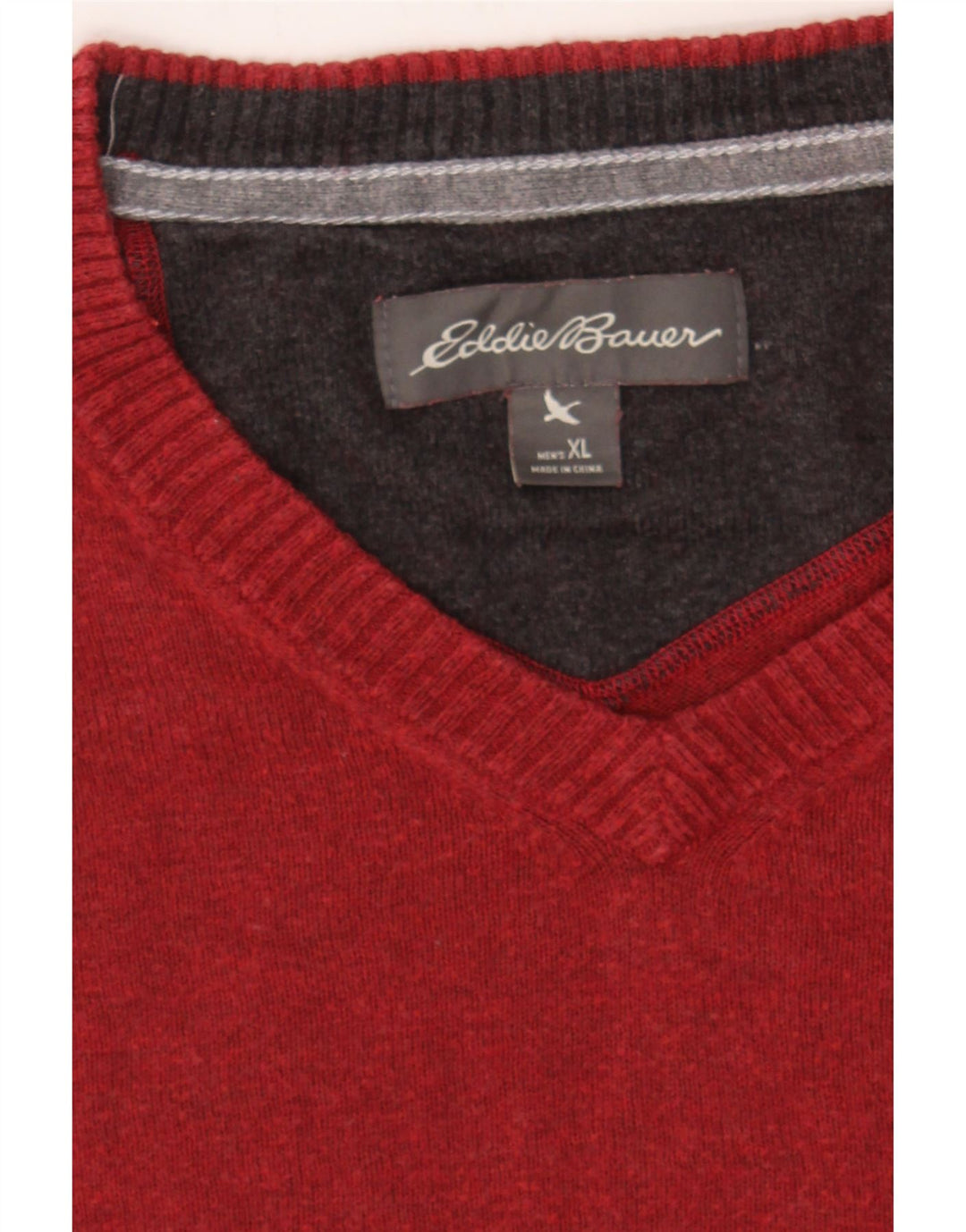 EDDIE BAUER Mens V-Neck Jumper Sweater XL Red Cotton Vintage Eddie Bauer and Second-Hand Eddie Bauer from Messina Hembry 