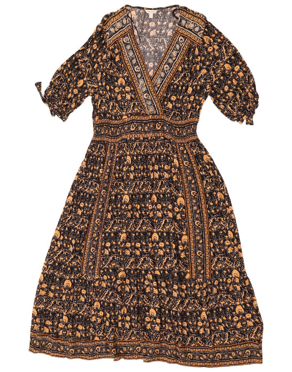 Vestido maxi feminino Monsoon Reino Unido 16 grande viscose floral multicolorida