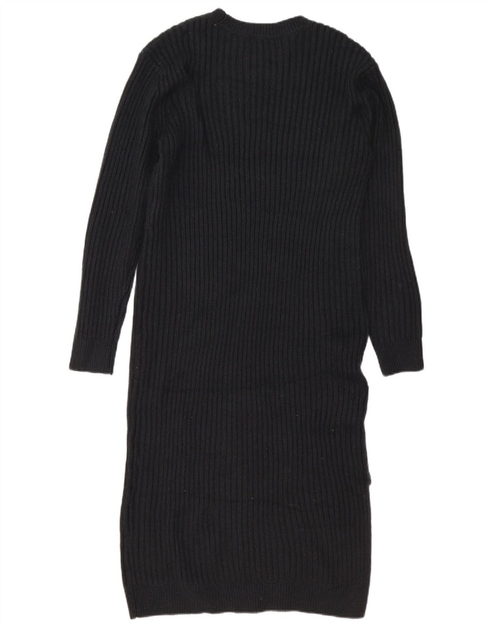 Vestido jumper feminino de manga comprida Marks & Spencer Reino Unido 14 médio preto