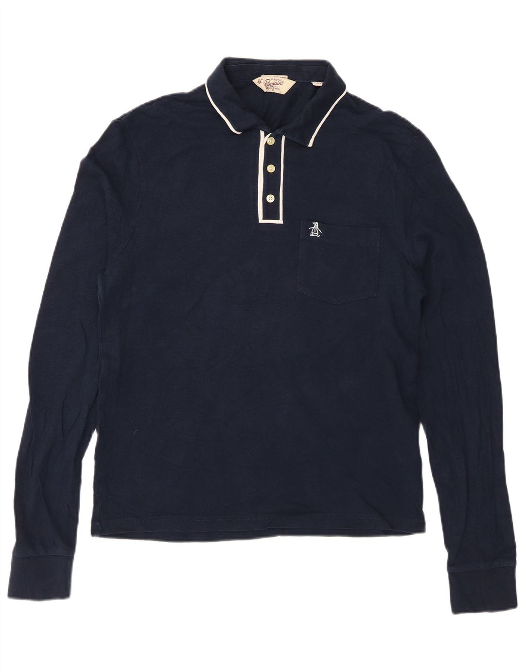 Camisa polo masculina PENGUIN Heritage manga comprida slim fit azul marinho médio
