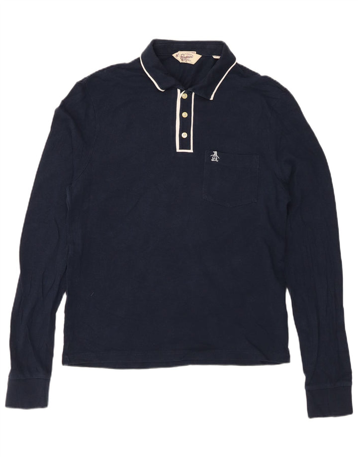 Camisa polo masculina PENGUIN Heritage manga comprida slim fit azul marinho médio