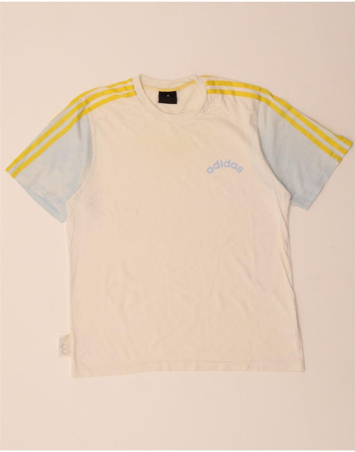 ADIDAS Mens T-Shirt Top Pequeno Algodão Colorblock Branco