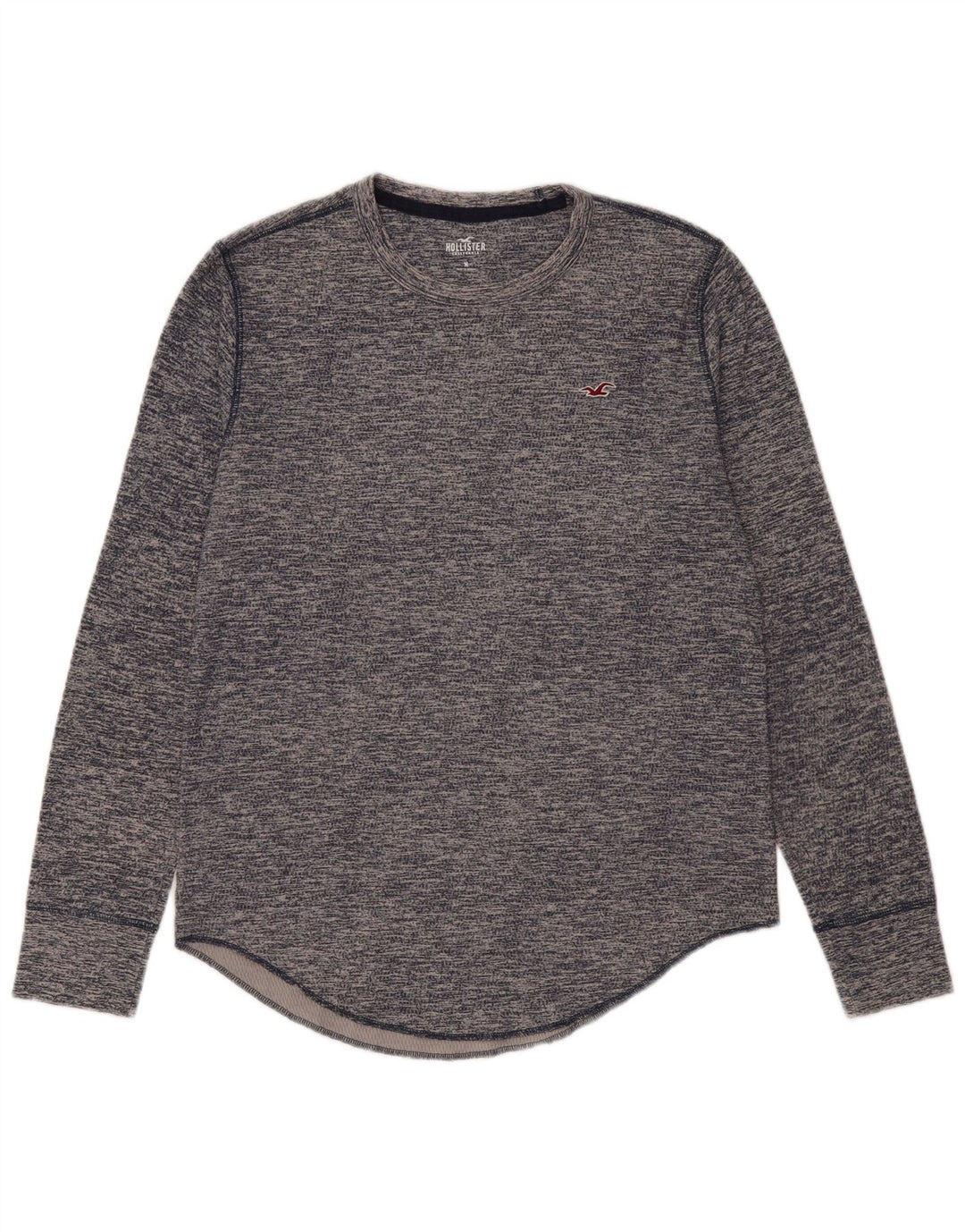 Top masculino HOLLISTER de manga comprida de algodão manchado azul marinho médio