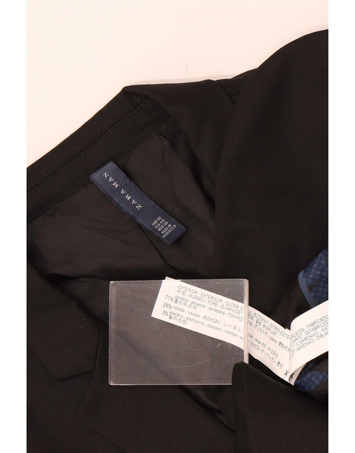 Jaqueta blazer masculina Zara com 2 botões EU 50 poliéster preto médio