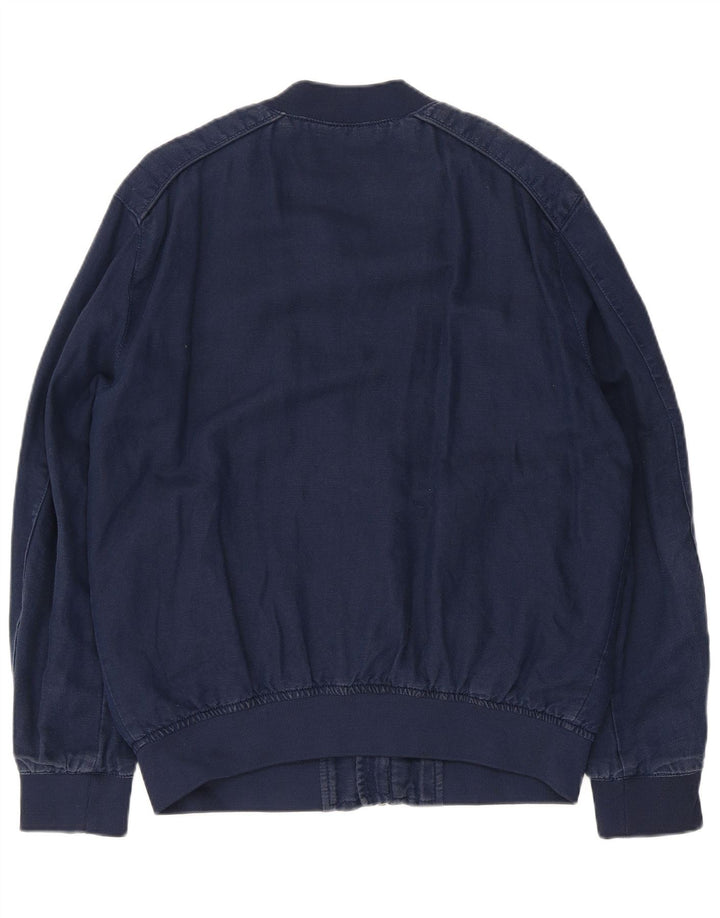 Jaqueta bomber masculina ZARA UK 40 grande poliéster azul marinho