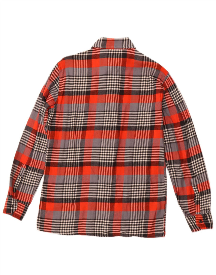 Camisa masculina de flanela VINTAGE tamanho 15 3/4 40 xadrez vermelho médio