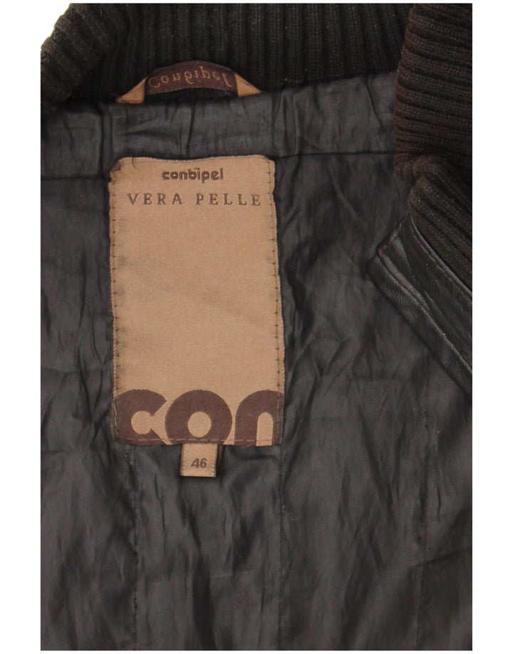 Jaqueta de couro masculina Conbipel IT 46 pequena couro preto